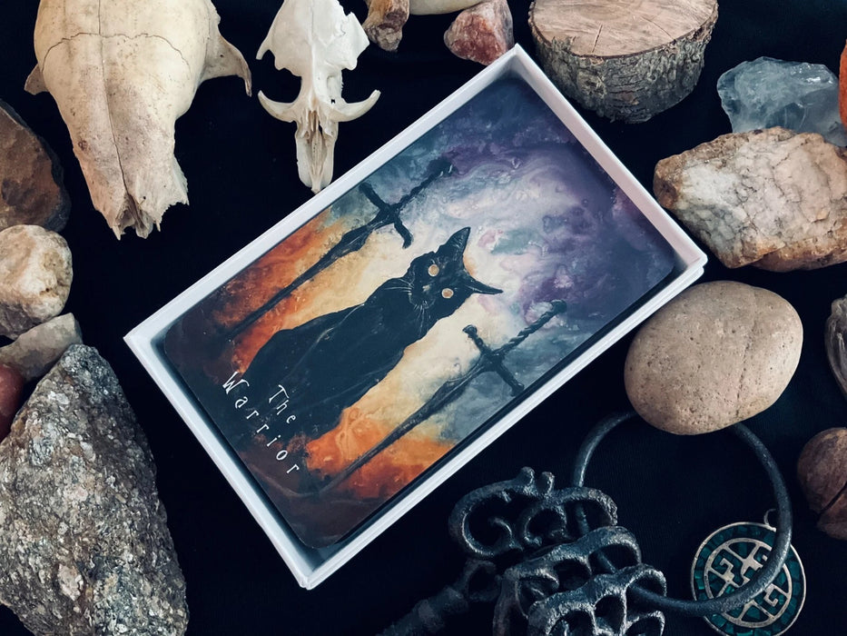 Fearless Familiars Oracle - 52 Card Intuitive Oracle Deck w/ Dark Black Cat Art - J Edward Neill