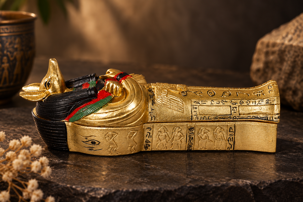 Anubis-sarkofagi muumiolla 13,5 cm
