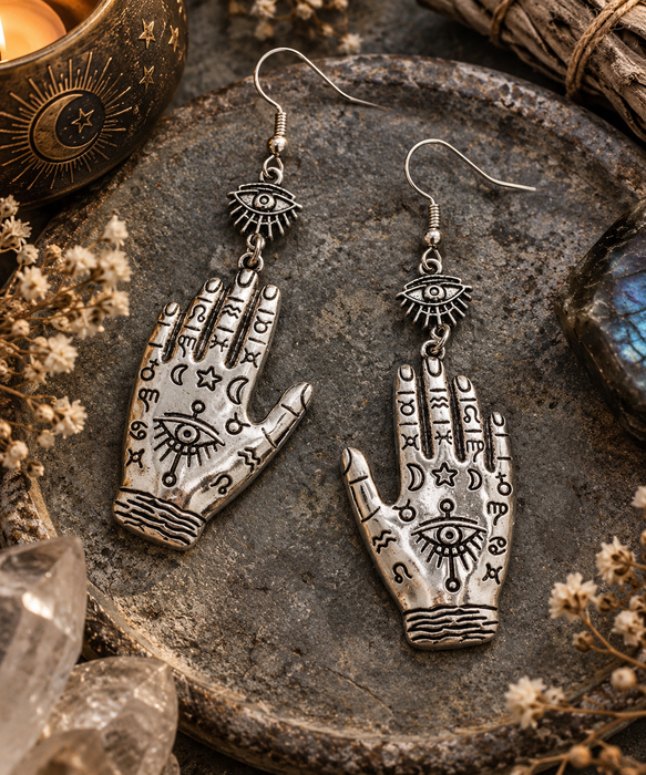 Hand of Fate Hamsa -riippukorvakorut