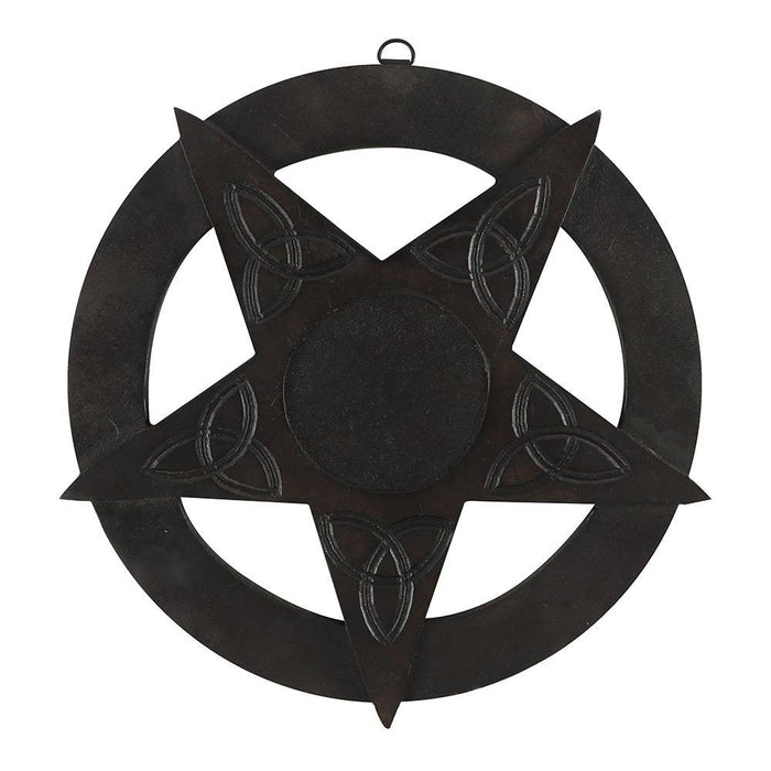 Musta puinen pentagrammi seinäkoriste 30cm