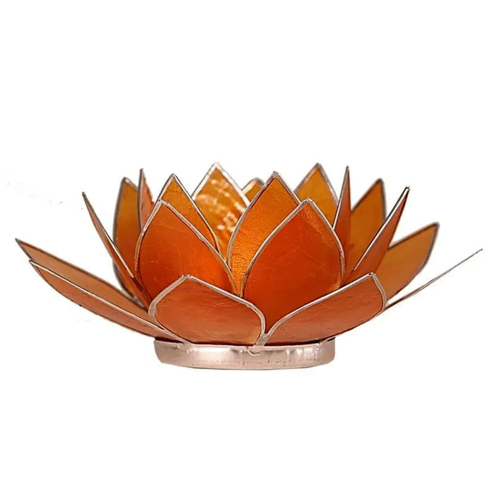 Lotus chakra kynttilälyhty oranssi hopeareunus (sakraalichakra)