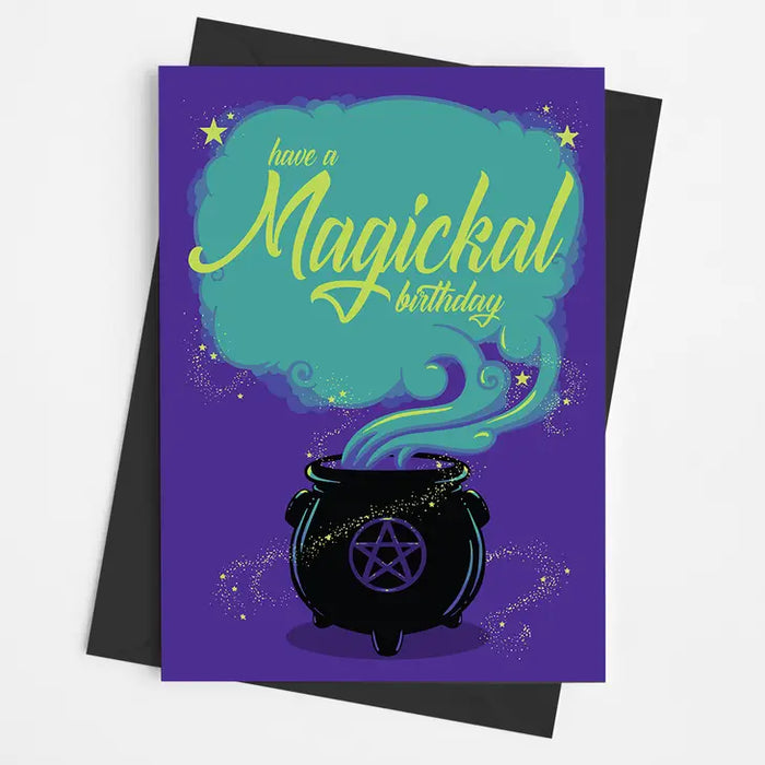 Magickal Birthday | A5 Cauldron Pentagram Greetings Card - goth.I.C