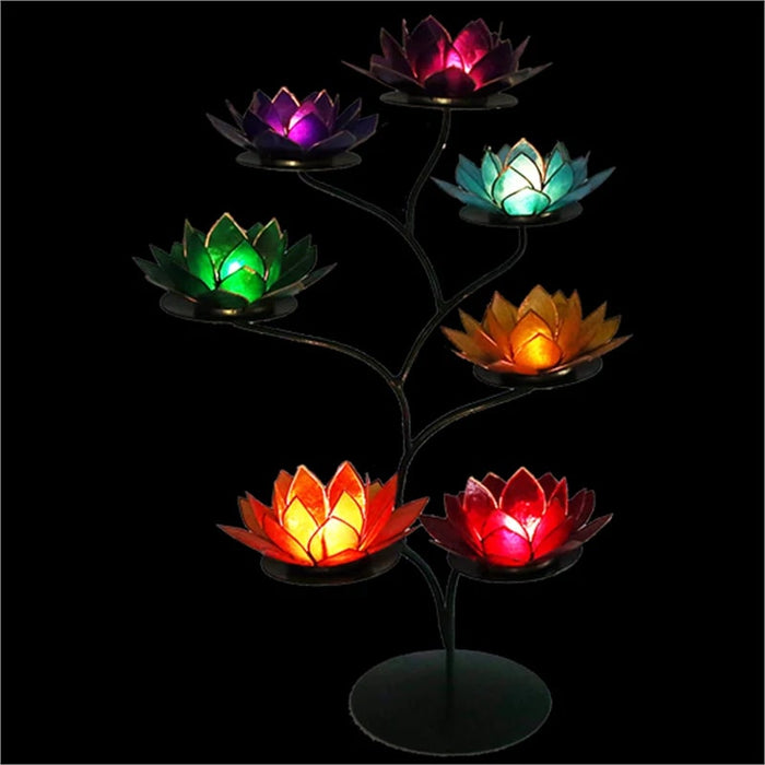 Tummanvihreän värinen teline Chakra Lotus tuikunpidikkeille (ei sisällä tuikkuja)
