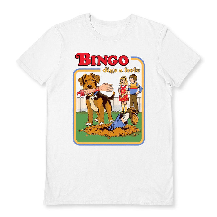 Bingo Digs A Hole valkoinen Unisex T-paita - Steven Rhodes