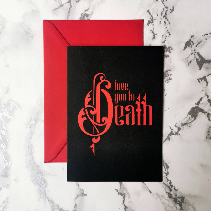 Love You To Death CUT OUT Card | Gothic Wedding Anniversary - goth.I.C