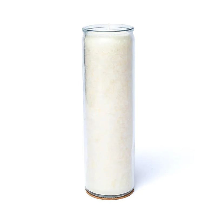 Korkea antiikin valkoinen kynttilä lasipurkissa, tuoksuton