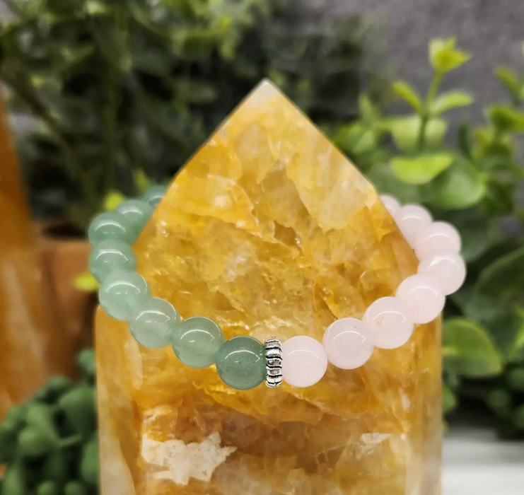 Aventurine and rose quartz fertility bracelet, 8mm beads