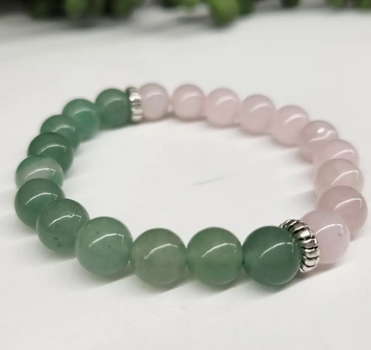 Aventurine and rose quartz fertility bracelet, 8mm beads