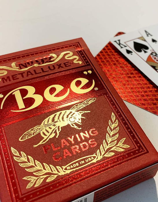 Bee MetalLuxe Playing Cards - Red Foil Diamond Back, Standard Index - Tarotpuoti