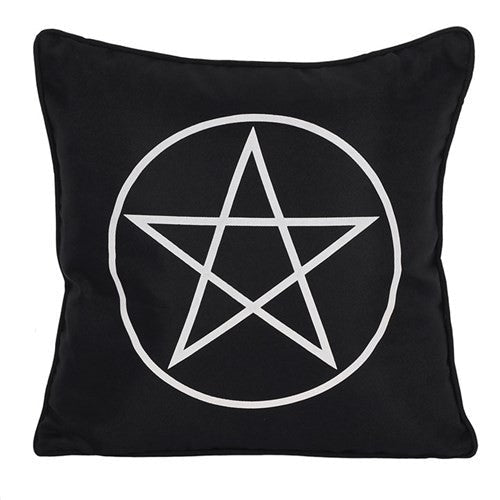 Black and White Pentagram Cushion -Koristetyyny - Tarotpuoti