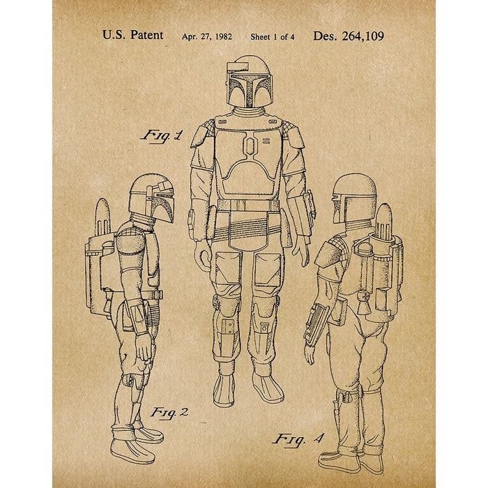 Boba Fett 1982 Patent Art Print - Star Wars taideprintti - Tarotpuoti