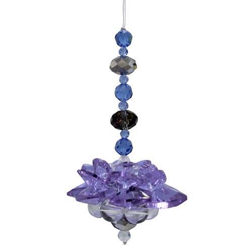 Glass Hanging Crystal 7 Chakra Beads Lotus Flower Purple - Tarotpuoti