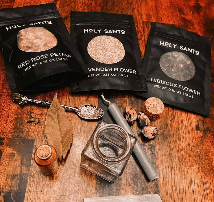 Holy Santo - Spiritual Herb Kit- 20 Ritual Herbs with Crystal Spoon - Tarotpuoti