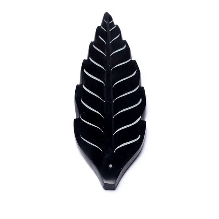 Lehden muotoinen suitsukealusta vuolukivestä 25x8cm - Tarotpuoti