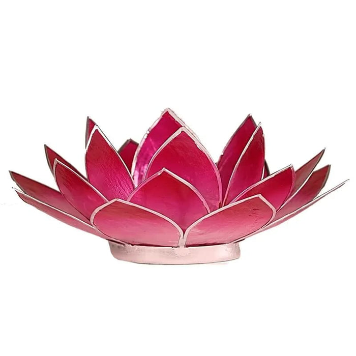 Lotus kynttilälyhty hailakka pinkki hopeareunus - Tarotpuoti