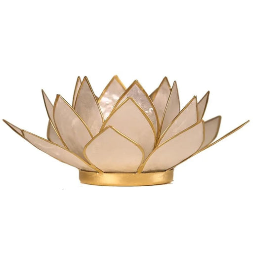 Lotus kynttilälyhty helmiäinen kultareunus - Tarotpuoti