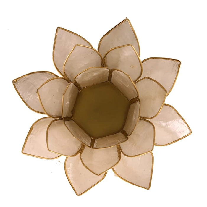 Lotus kynttilälyhty helmiäinen kultareunus - Tarotpuoti