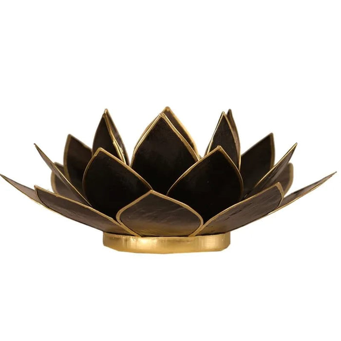 Lotus kynttilälyhty musta kultareunus - Tarotpuoti