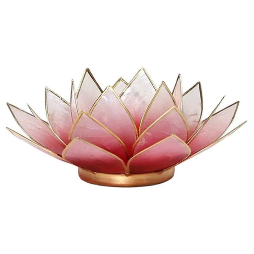 Lotus kynttilälyhty punainen/pinkki, kultainen reunus - Tarotpuoti