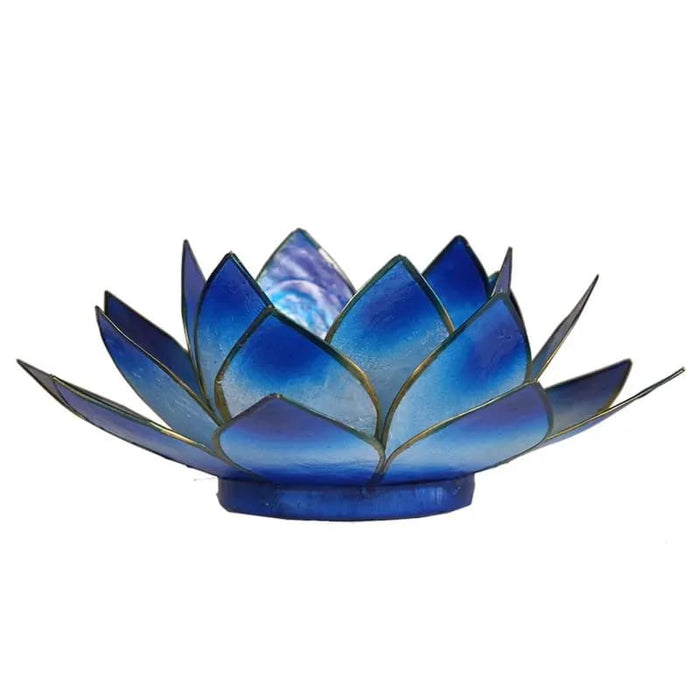 Lotus kynttilälyhty sininen kultareunus - Tarotpuoti