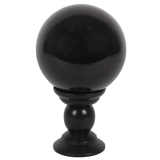 Musta kristallipallo 13cm puujalustalla - Tarotpuoti