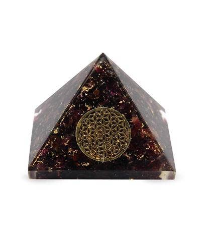 Orgoniitti pyramidi Garnet Flower of life 40mm - Tarotpuoti