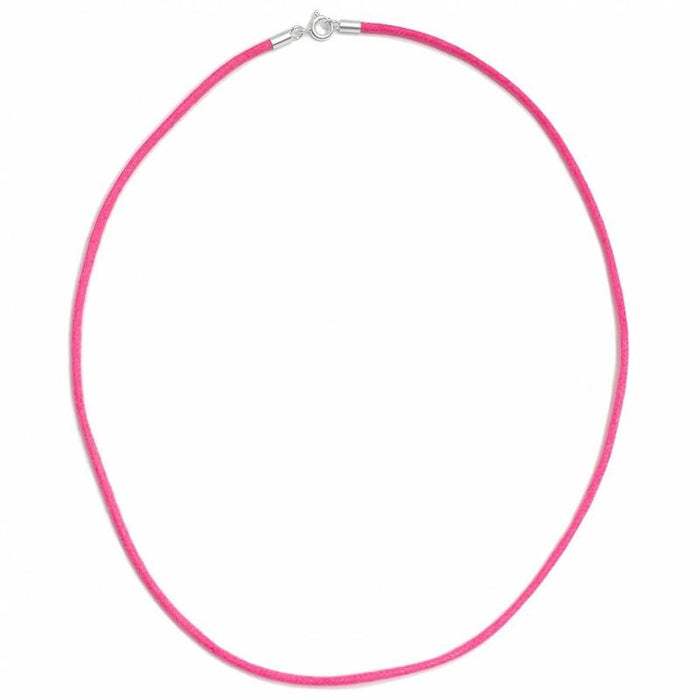 Pink Cotton Cord Necklace with Sterling Silver Clasp (18 inch / 46 cms) - Tarotpuoti