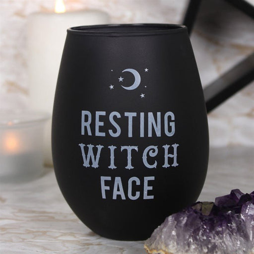 Resting Witch Face viinilasi ilman jalkaa - Tarotpuoti