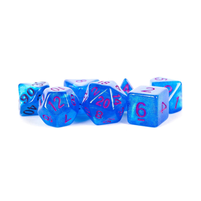 Stardust Acrylic Polyhedral Dice Set - Blue / Purple - Tarotpuoti