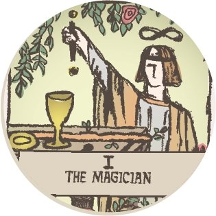 Tarotkortti: Maagikko/The Magician - rintanappi - Tarotpuoti