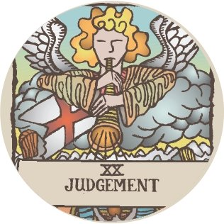 Tarotkortti: Tuomio/Judgement - rintanappi - Tarotpuoti