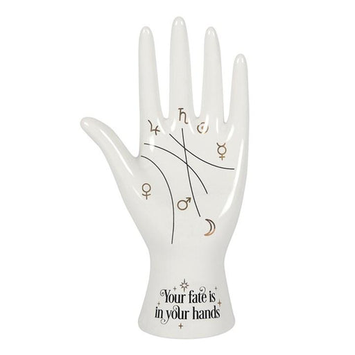 Valkoinen Palmistry kädestä ennustamisen käsi, keraaminen 20cm - Tarotpuoti