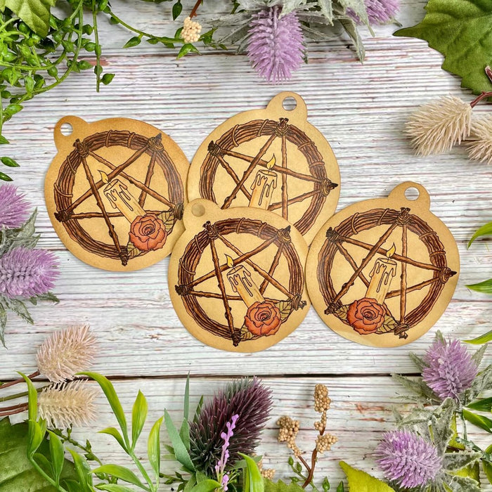 Witchy Coffee-Dyed Gift Tags, Vintage-Inspired - Tarotpuoti